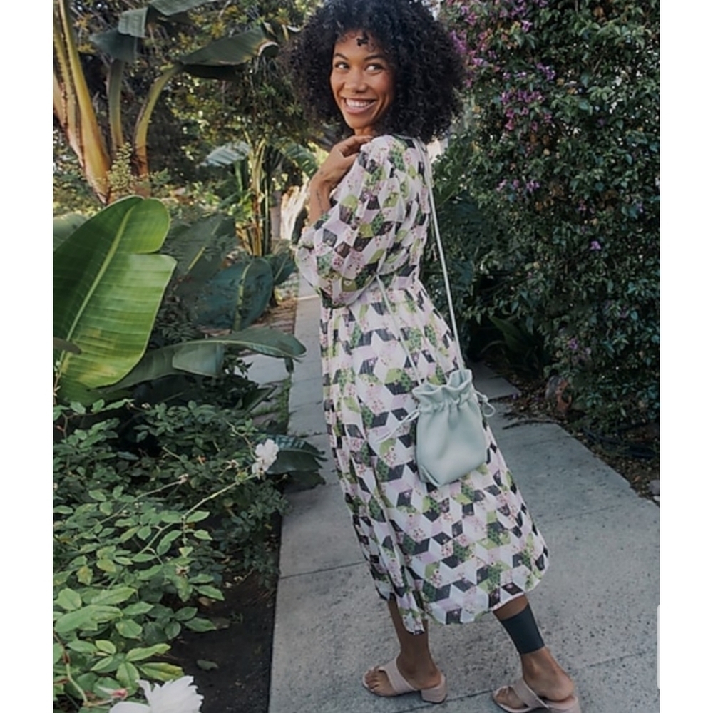 J.Crew Lurex® chiffon midi dress in patchwork print